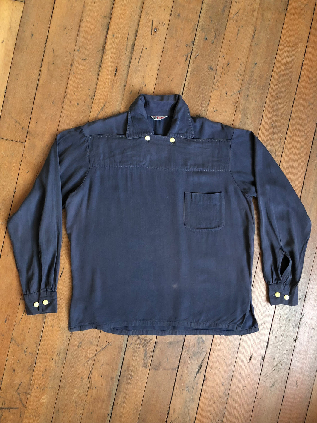 vintage 1940s 50s gabardine pullover shirt