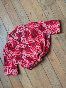 vintage 1950s bandana print blouse {L}