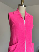 Load image into Gallery viewer, vintage 1960s pink terrycloth mini dress beach cover up {m-L}