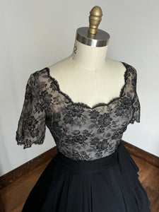 vintage 1950s lace top party dress {m}