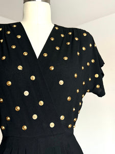 vintage 1940s studded rayon dress {xs}