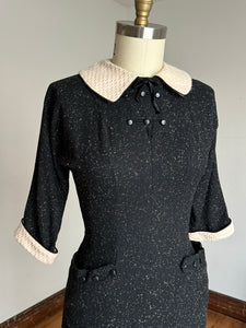 vintage 1950s flecked wool dress {s}