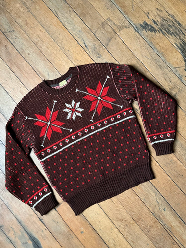 vintage 1940s snowflake ski sweater