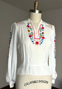 vintage 1940s embroidered folk blouse {m/l}