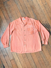 Load image into Gallery viewer, vintage 1950s long sleeve rayon shirt - loop collar