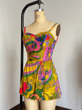 Load image into Gallery viewer, vintage 1960s floral pink Hawaiian sarong romper {s-m}