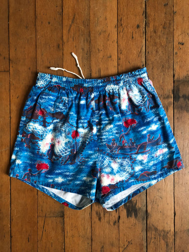 vintage 1950s novelty print swim trunks shorts