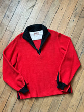 Load image into Gallery viewer, vintage 1950s red fuzzy pullover quarter zip sweater