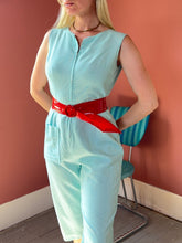Load image into Gallery viewer, vintage 1950s striped cotton jumpsuit {s/m}