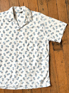 vintage 1950s cotton button up shirt - loop collar