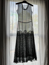 Load image into Gallery viewer, vintage 1930s black sheer silk lace dress {xs/s}