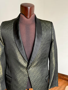 vintage 1950s shimmery satin brocade tuxedo jacket