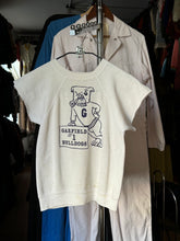 Load image into Gallery viewer, vintage 1970s cut off crewneck sweatshirt with bulldog graphic