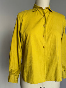 vintage 1950s chartreuse blouse {L}