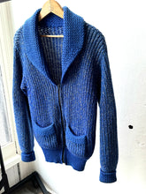 Load image into Gallery viewer, vintage 1950s blue knit zip up sweater