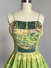 Load image into Gallery viewer, vintage 1950s novelty sailboat sun dress {xs}