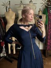 Load image into Gallery viewer, vintage 1950s navy evening dress {s}