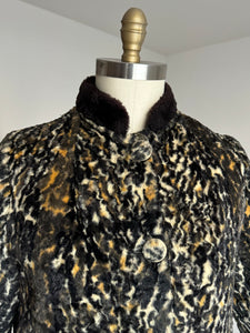 vintage 1960s faux leopard cropped jacket {s/m}