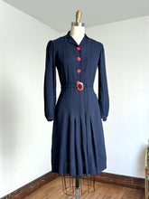 Load image into Gallery viewer, vintage 1930s navy dress {s/m}