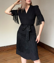 Load image into Gallery viewer, vintage 1940s black tassel dress {xs}