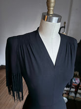 Load image into Gallery viewer, vintage 1940s black tassel dress {xs}