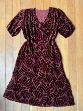 Load image into Gallery viewer, vintage 1930s sheer devoré velvet dress {m}