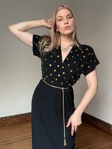 vintage 1940s studded rayon dress {xs}