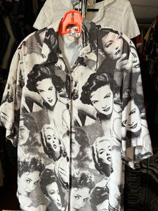 vintage 1990s old Hollywood starlet rayon shirt