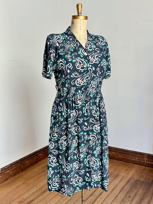 vintage 1940s novelty cold rayon dress {1X}