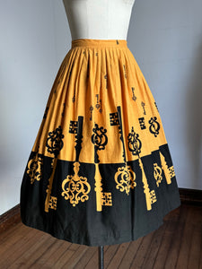 vintage 1950s skeleton key skirt {xs}