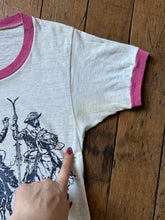 Load image into Gallery viewer, vintage 1970s skiing cowboys ringer tee AS-IS