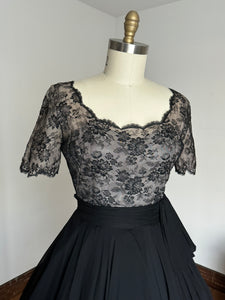 vintage 1950s lace top party dress {m}