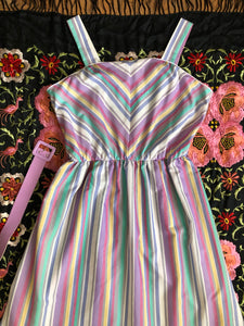 vintage 1970s rainbow stripe dress {m-xl}