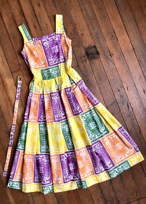 vintage 1950s novelty Stamp dress