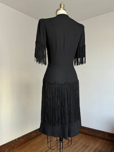 vintage 1940s black tassel dress {xs}