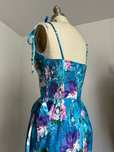 Load image into Gallery viewer, vintage 1960s blue cotton sarong dress {xs-s}