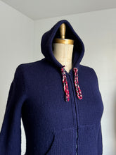 Load image into Gallery viewer, vintage 1960s hooded knit zip up sweater {m-2X}