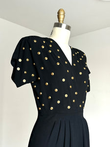 vintage 1940s studded rayon dress {xs}