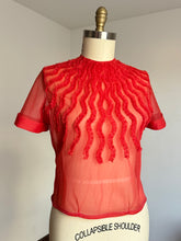 Load image into Gallery viewer, vintage 1950s sheer red blouse {L}