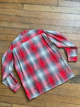 Load image into Gallery viewer, vintage 1950s plaid wool long sleeve shirt - loop collar