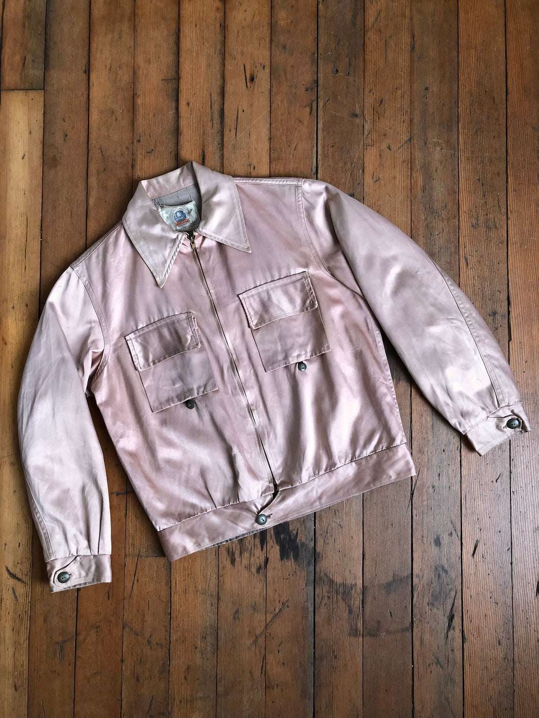 vintage 1950s pocket flap novelty satin jacket
