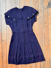 Load image into Gallery viewer, vintage 1950s scalloped collar rayon dress {s/m}