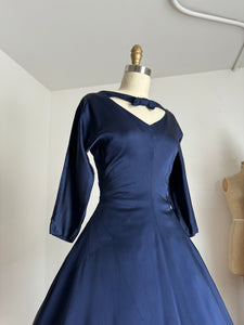 vintage 1950s navy evening dress {s}