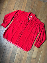 Load image into Gallery viewer, vintage 1950s red flannel long sleeve button up shirt
