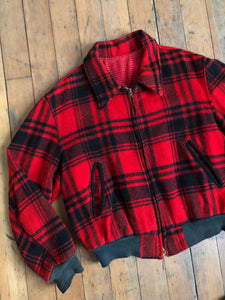 vintage 1950s red wool plaid Ricky cropped jacket