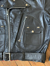 Load image into Gallery viewer, vintage 1970s Brimaco D pocket motorcycle leather jacket