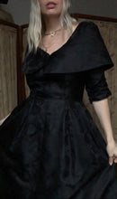 Load image into Gallery viewer, vintage 1950s black silk dress {s}
