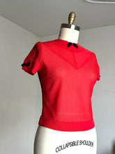 Load image into Gallery viewer, vintage 1950s sheer red blouse {s/m}