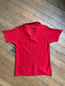 vintage 1950s red lurex shimmer shirt