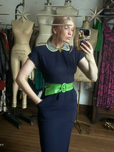 Load image into Gallery viewer, vintage 1940s navy dress {xs}